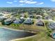 Aerial view of upscale homes near a lake, showcasing backyard pools at 8874 Players Dr, Weeki Wachee, FL 34613