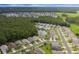 Aerial view of neighborhood showcasing homes and a lake at 1153 Dustan Pl, Trinity, FL 34655