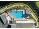 Aerial view of community pool and patio at 1153 Dustan Pl, Trinity, FL 34655