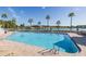 Community swimming pool with surrounding lounge chairs and palm trees at 1153 Dustan Pl, Trinity, FL 34655