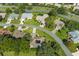 Aerial view of a residential neighborhood with lush landscaping and homes at 9410 Fox Hollow Ln, Weeki Wachee, FL 34613