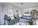 Cozy living room with comfortable seating, bright natural light and views of tropical birds at 3178 Sea Grape Dr, Hernando Beach, FL 34607