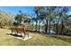 Scenic view of pond with bench surrounded by trees and greenery at 6206 Soaring Ave, Temple Terrace, FL 33617