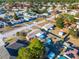 Aerial view of a house, pool, and shed in a neighborhood setting at 6060 Silverdale Ave, Spring Hill, FL 34608