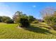 Landscaped backyard with lush greenery and lawn at 13235 Legends Trl, Dade City, FL 33525