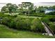 Lush green park with wooden footbridge at 1545 Citrine Trl, Tarpon Springs, FL 34689