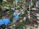 Riverfront view with small wooden dock at 3234 Ella Ln, New Port Richey, FL 34655