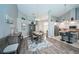 Elegant dining room with a rustic table and built-in hutch at 9609 Brookdale Dr, New Port Richey, FL 34655