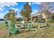Landscaped backyard with firepit and seating area at 10724 Burning Bush Ter, Land O Lakes, FL 34638