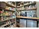 Well-organized pantry with custom shelving and extra refrigerator at 10724 Burning Bush Ter, Land O Lakes, FL 34638