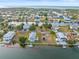 Aerial showcasing waterfront home, private dock, and large lot at 3340 Oleander Dr, Hernando Beach, FL 34607