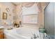 Bright bathroom with large garden tub and a separate glass-enclosed shower at 4886 Westchester Ct, Oldsmar, FL 34677