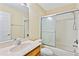 Clean bathroom with a shower/tub combo and updated vanity at 2902 Punta Palma Ct, Holiday, FL 34691