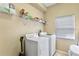 Laundry room with washer, dryer and shelving at 2902 Punta Palma Ct, Holiday, FL 34691