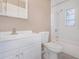 Clean bathroom with a shower/tub combo and vanity at 5931 Pine St, New Port Richey, FL 34652