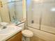 Bathroom with a shower/tub combo and single vanity at 9250 Alcott Way, Trinity, FL 34655