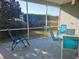 Screened patio with table and chairs, offering a relaxing outdoor space at 9250 Alcott Way, Trinity, FL 34655
