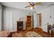Home office with wood floors, built-in shelving and window at 18732 Dobson Dr, Hudson, FL 34667