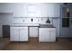 Kitchen with white cabinets and countertop at 8501 Elgin Dr, Port Richey, FL 34668