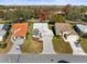 Bird's-eye view of a single Gathering home in a residential neighborhood at 9139 Rhett Ln, Weeki Wachee, FL 34613