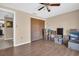 Bedroom with double door closet and ceiling fan at 1333 Normandy Blvd, Holiday, FL 34691