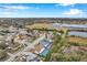 Aerial view of house with pool, showcasing neighborhood and surrounding landscape at 2643 Narcissus Dr, Holiday, FL 34691