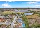 Aerial view of house with pool, showcasing neighborhood and surrounding landscape at 2643 Narcissus Dr, Holiday, FL 34691