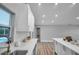 Modern kitchen sink with quartz countertops and pool view at 2643 Narcissus Dr, Holiday, FL 34691