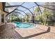 Screened-in pool and patio area with brick pavers at 1413 Morning Rose Pl, Trinity, FL 34655