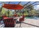 Relaxing patio with firepit and seating area at 1523 Fishing Lake Dr, Odessa, FL 33556
