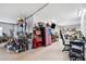 Workshop area in garage, well-organized with workbench and tools at 3215 Rose Arbor Dr, Hernando Beach, FL 34607
