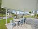 Covered patio with table and chairs, overlooking the water at 4430 Floramar Ter, New Port Richey, FL 34652