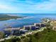 Aerial view of waterfront condo building showcasing its location at 4620 Bay Blvd # 1158, Port Richey, FL 34668