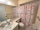 Clean bathroom with shower/tub combo, toilet and sink at 5434 Chad Pl # 20, New Port Richey, FL 34652