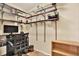 Functional home office with built-in shelving and a desk at 8809 Shoemaker Ln, Hudson, FL 34667