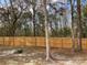 Backyard with wooden fence, mature trees, and spacious area at 11743 Purdue St, New Port Richey, FL 34654
