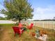 Serene backyard with seating area under a large tree at 14284 Finsbury Dr, Spring Hill, FL 34609