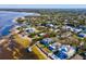 Wide angle aerial view of home's waterfront setting and neighborhood context at 2013 Gulfview Dr, Holiday, FL 34691