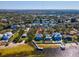 Aerial view of a waterfront home with private dock and surrounding landscape at 2013 Gulfview Dr, Holiday, FL 34691