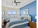 Bedroom with water views and blue and white decor at 2013 Gulfview Dr, Holiday, FL 34691