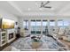 Relaxing living room with sectional sofa, fireplace, and breathtaking water views at 2013 Gulfview Dr, Holiday, FL 34691