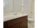 Bathroom with vanity and shower/tub combo at 8424 Bluevine Sky Dr, Land O Lakes, FL 34637