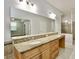 Primary bathroom with double vanity and large mirror at 8424 Bluevine Sky Dr, Land O Lakes, FL 34637