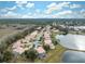 Aerial view of community by the lake; neighborhood setting at 9090 Alexandria Dr, Weeki Wachee, FL 34613