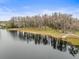 Aerial view of a lakeside park with picnic tables and lush trees at 13721 Mill Pl, Odessa, FL 33556