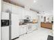 White kitchen cabinets, granite counters and stainless steel appliances at 13721 Mill Pl, Odessa, FL 33556
