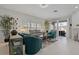 Cozy living room with neutral decor, tile floors, recessed lighting and sliding glass doors leading to lanai at 1082 Dartford Dr, Tarpon Springs, FL 34688