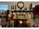 Cozy living room with a fireplace and Christmas stockings at 1624 Sea Breeze Dr, Tarpon Springs, FL 34689
