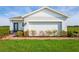 One-story home with light blue exterior, brick walkway, and a two-car garage at 2467 White Ladyfish Rd, Wimauma, FL 33598