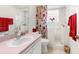 Bathroom with walk-in tub and floral shower curtain at 410 Candlestone Ct, Spring Hill, FL 34609